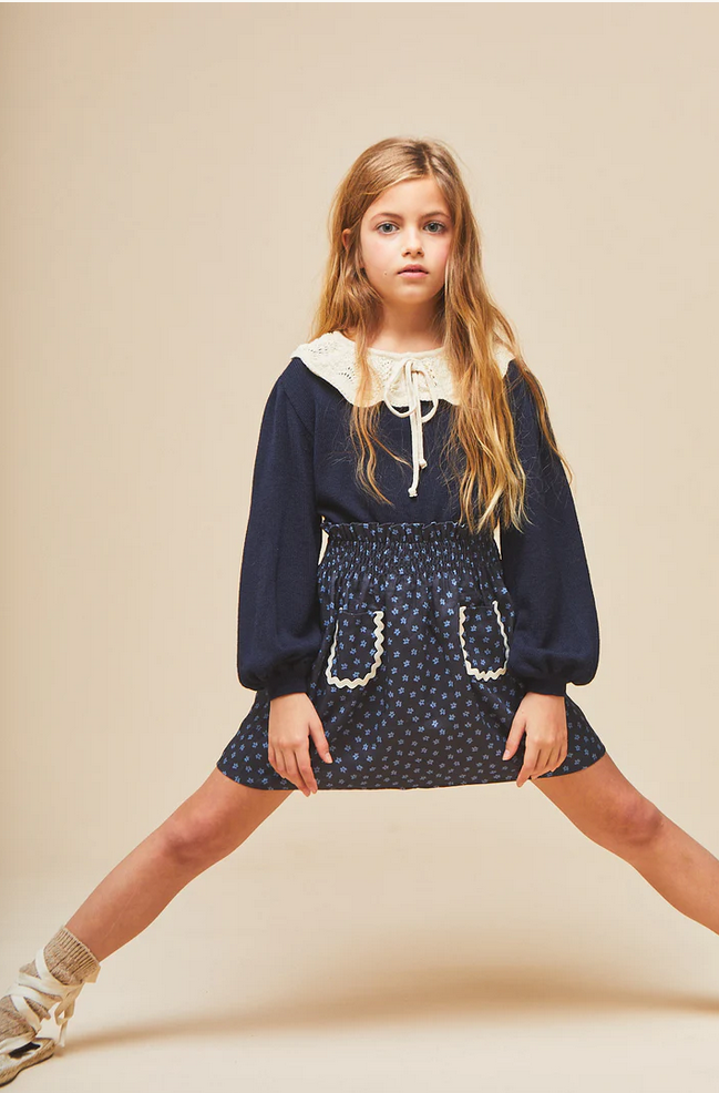 Mipounet Navy Print Lucie Skirt