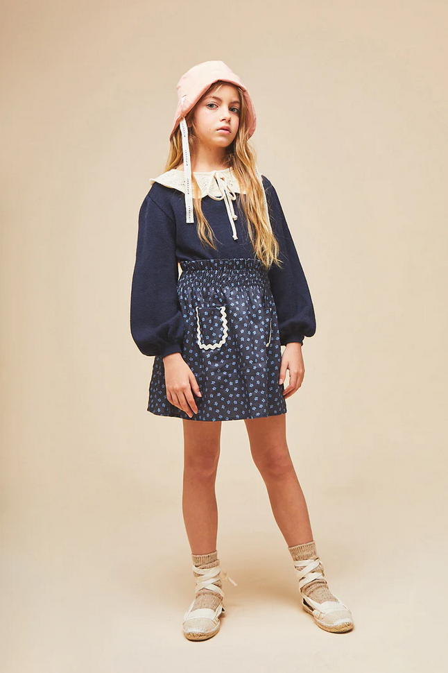 Mipounet Navy Print Lucie Skirt