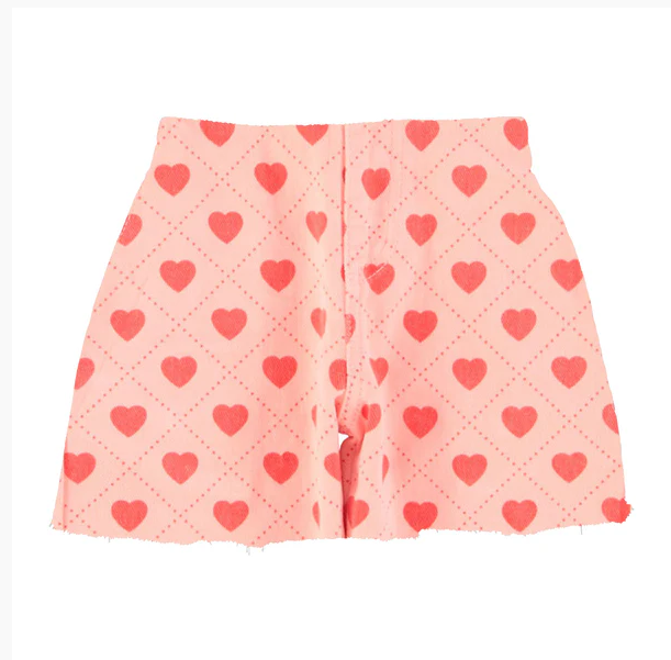 Piupiuchick Knee-Length Skirt Pink with Red Hearts