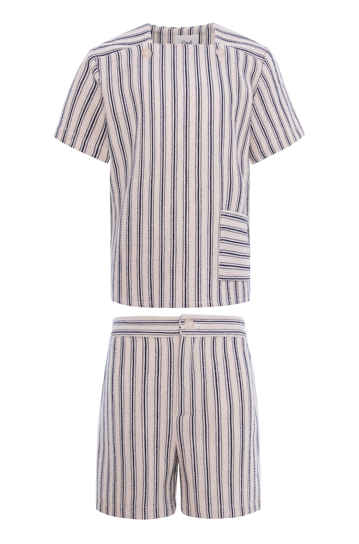 Pernille Blue Ivory Striped Set