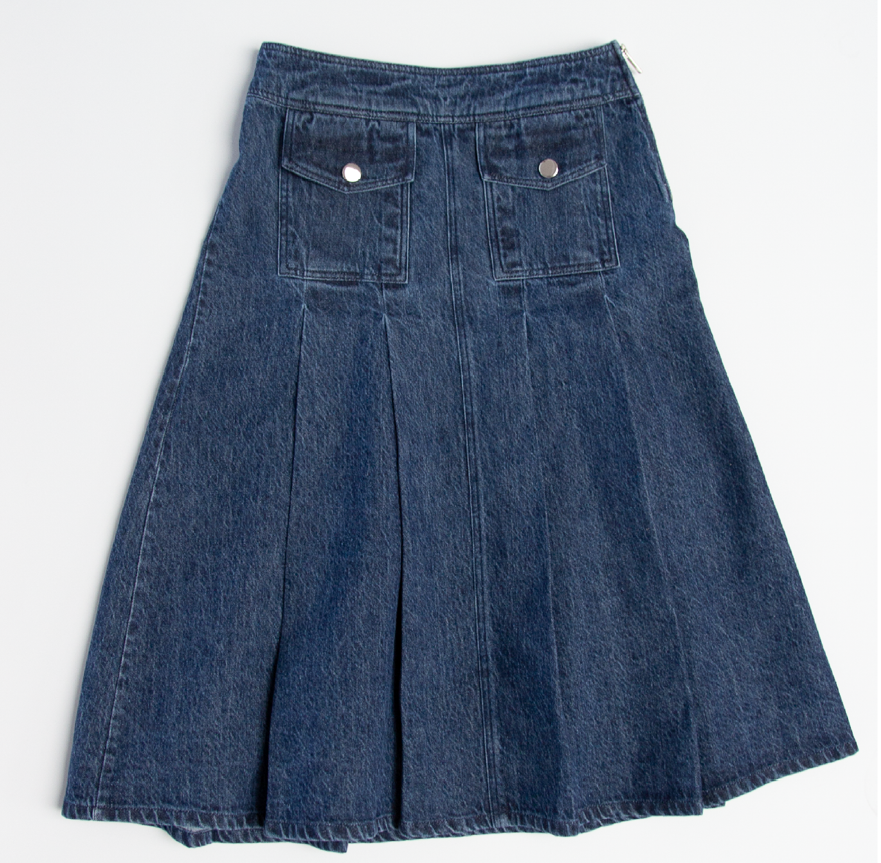 Tangerine Wide Pleats Denim Skirt