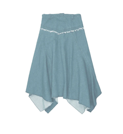 Urban Edge Light Denim Uneven Skirt