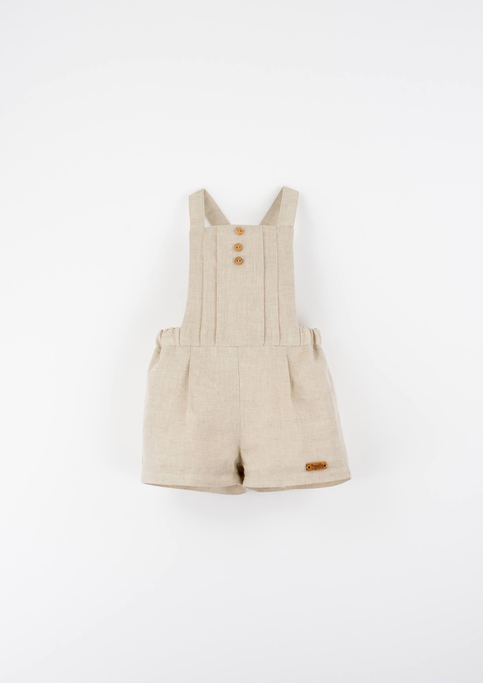 Popelin Sand Linen Dungarees with Pleat