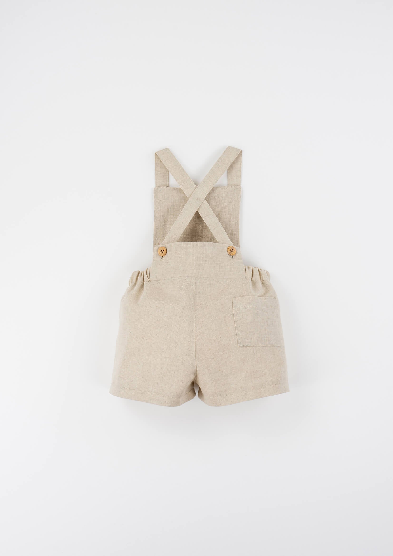 Popelin Sand Linen Dungarees with Pleat