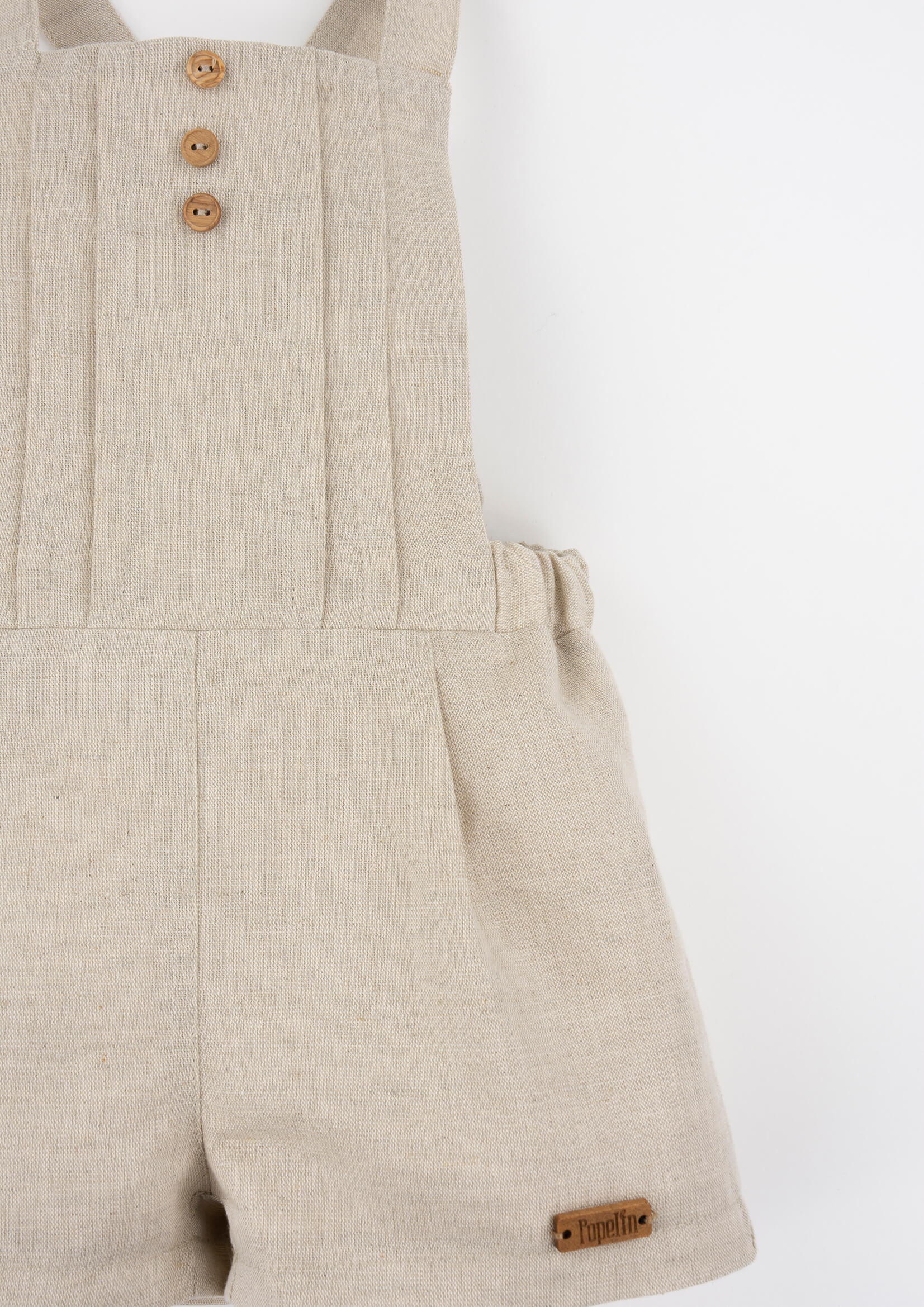 Popelin Sand Linen Dungarees with Pleat