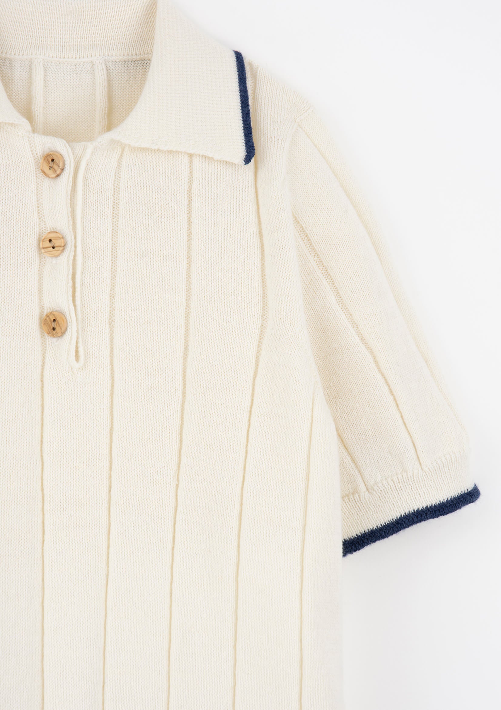 Popelin Blue Ribbed Polo Shirt