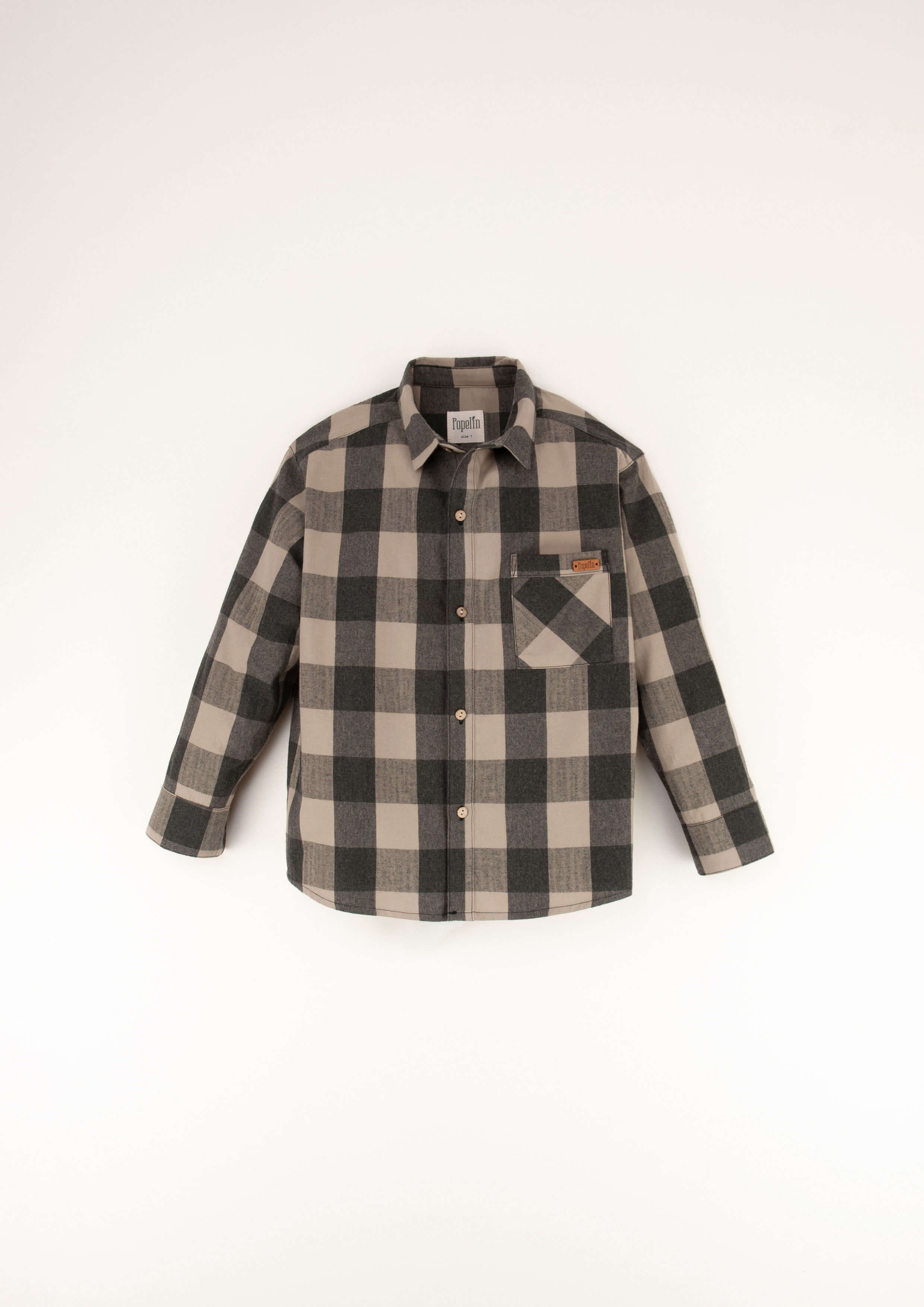 Popelin Taupe Checked Shirt