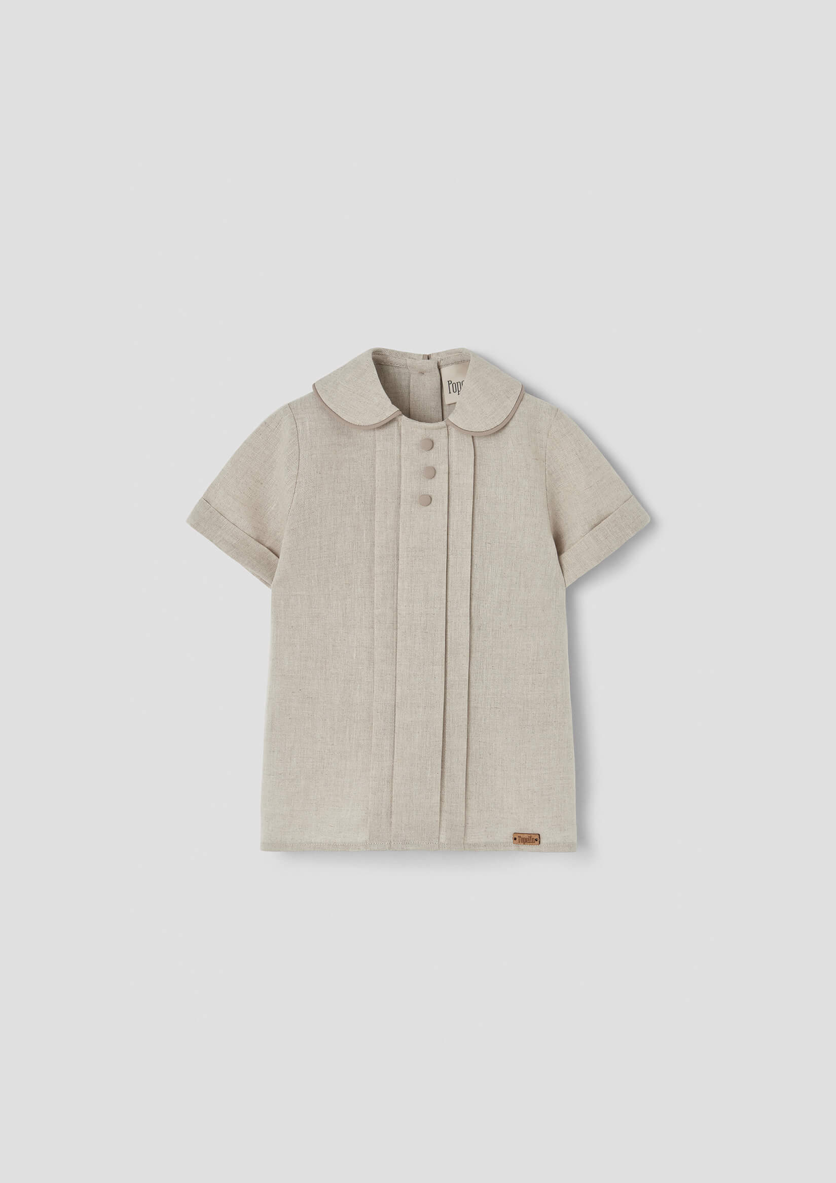 Popelin Sand Linen Shirt with Central Panel