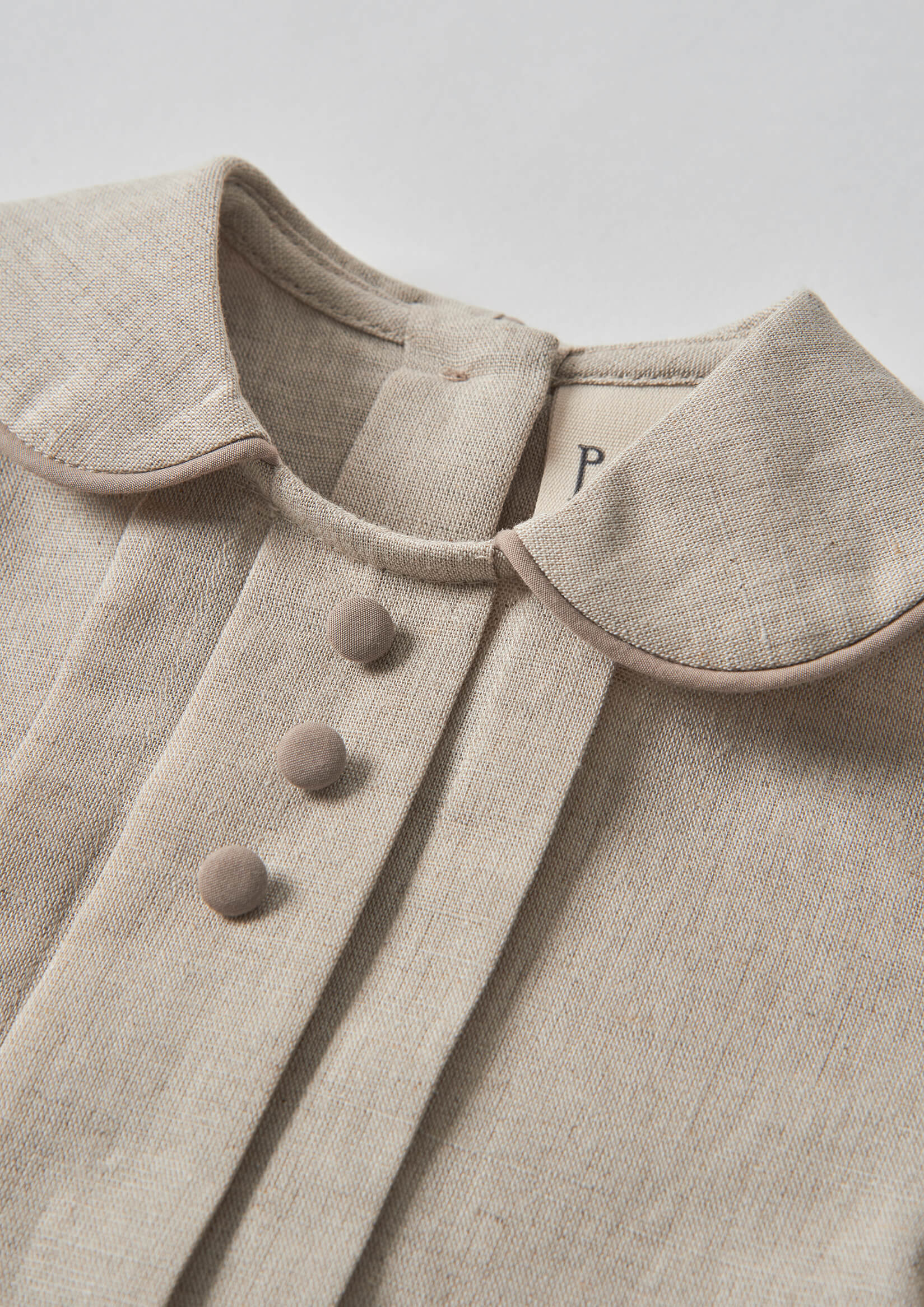 Popelin Sand Linen Shirt with Central Panel