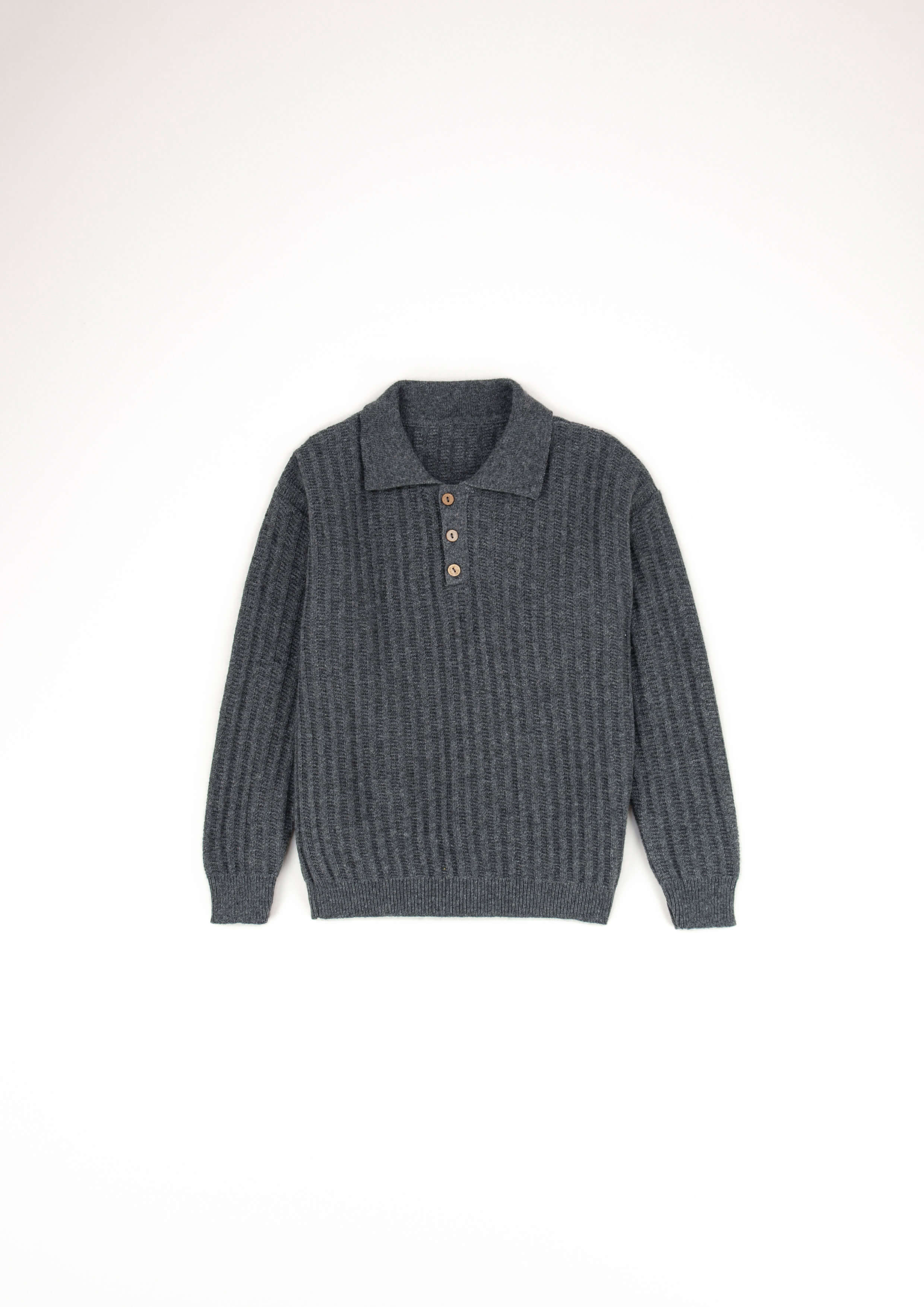 Popelin Grey Knitted Polo Sweater