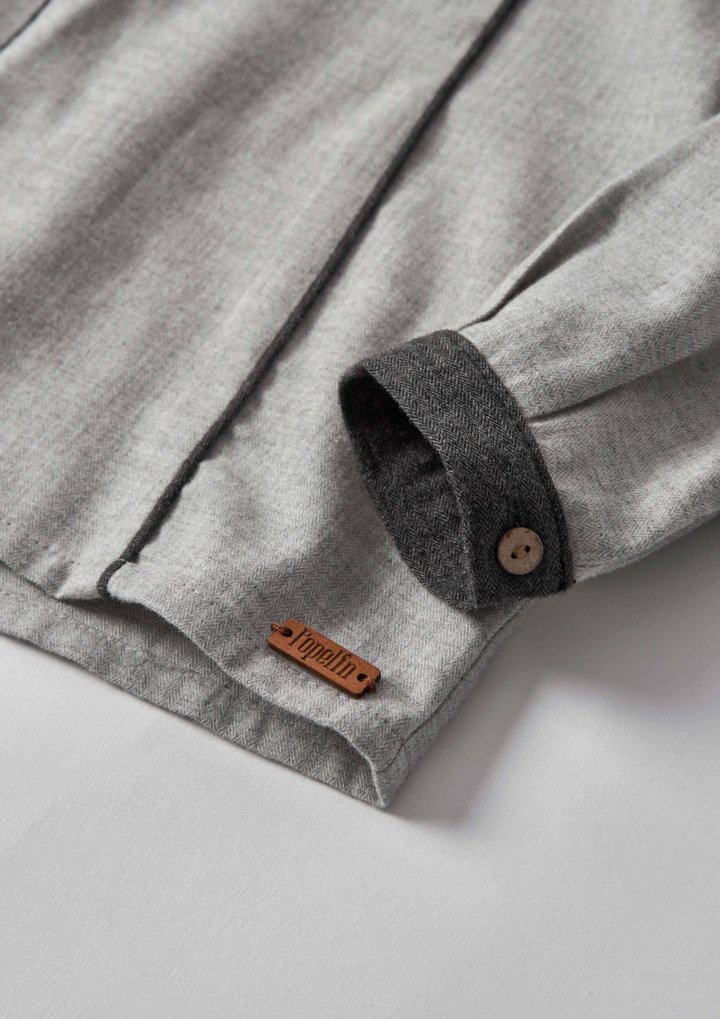 Popelin Light Grey Herringbone Panelled Shirt