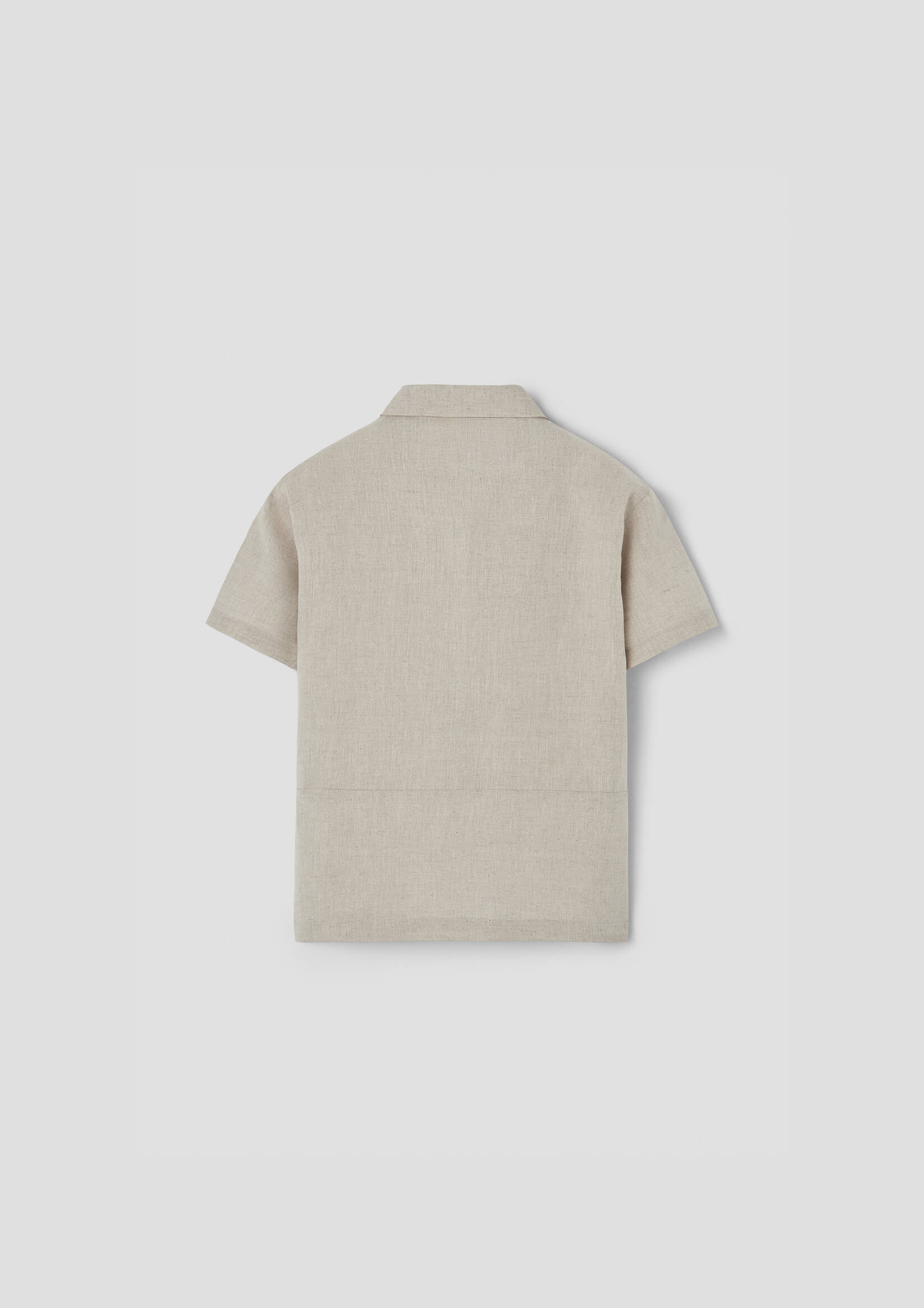 Popelin Sand Linen Shirt with Collar