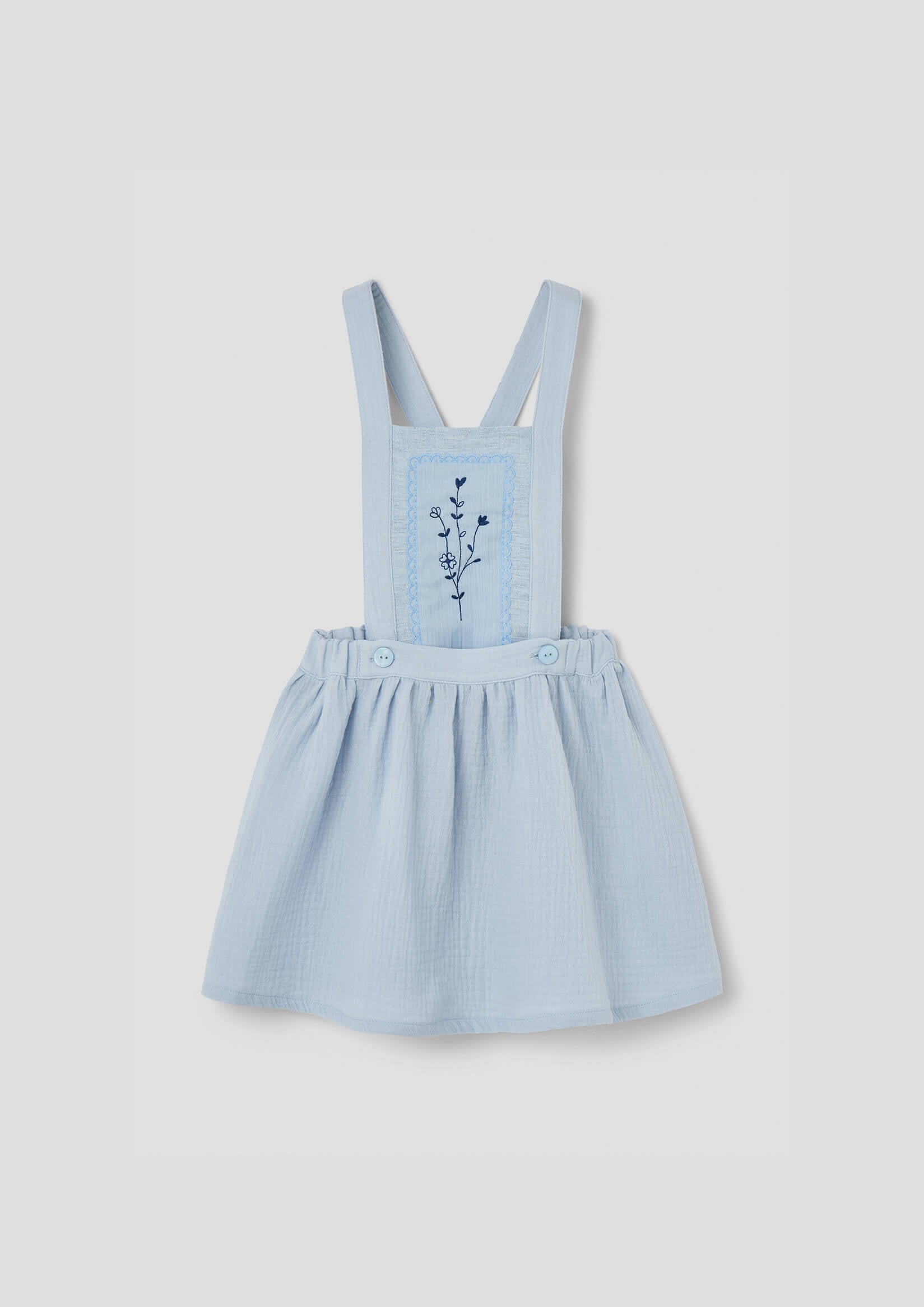 Popelin Blue Short Skirt with Embroidered Bid