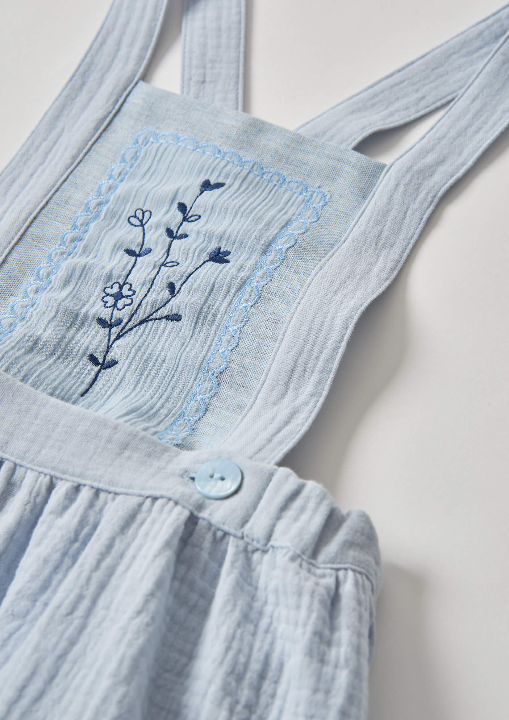Popelin Blue Short Skirt with Embroidered Bid