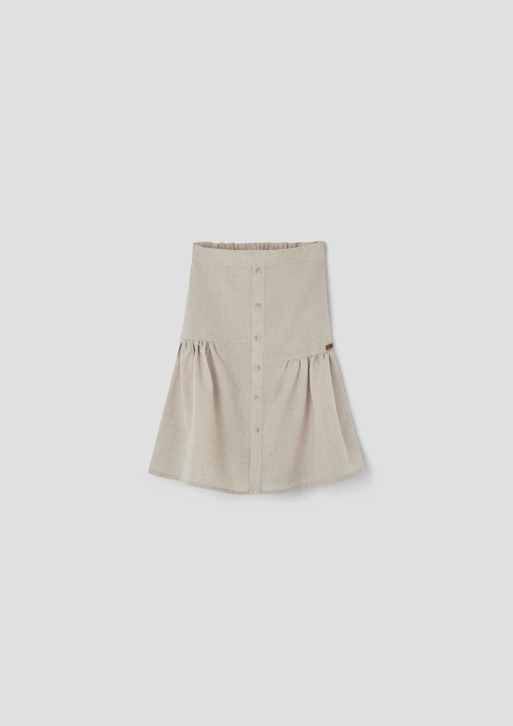 Popelin Sand Linen Midi Skirt