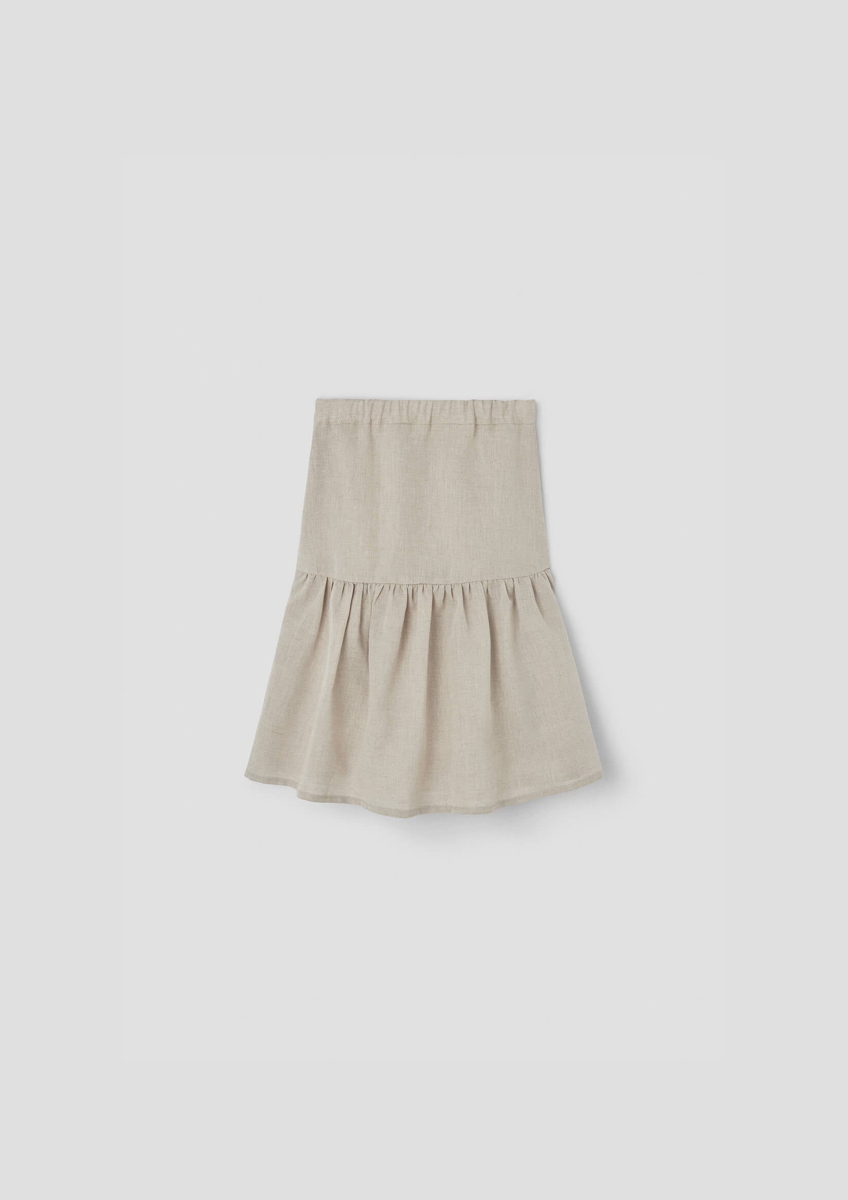 Popelin Sand Linen Midi Skirt