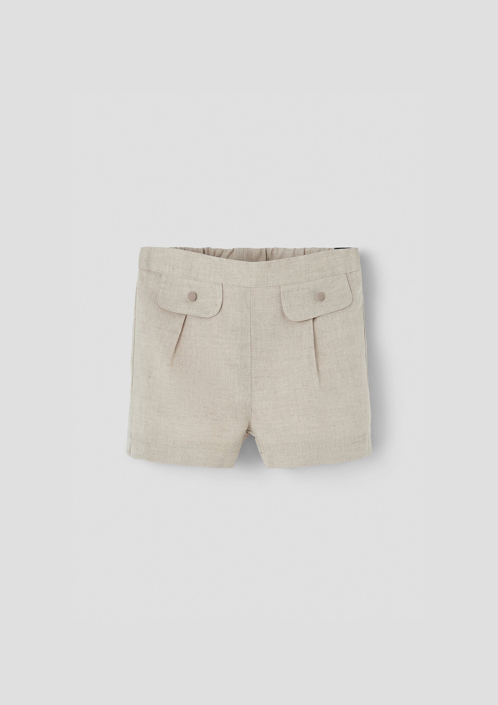 Popelin Sand Linen Shorts with Flaps