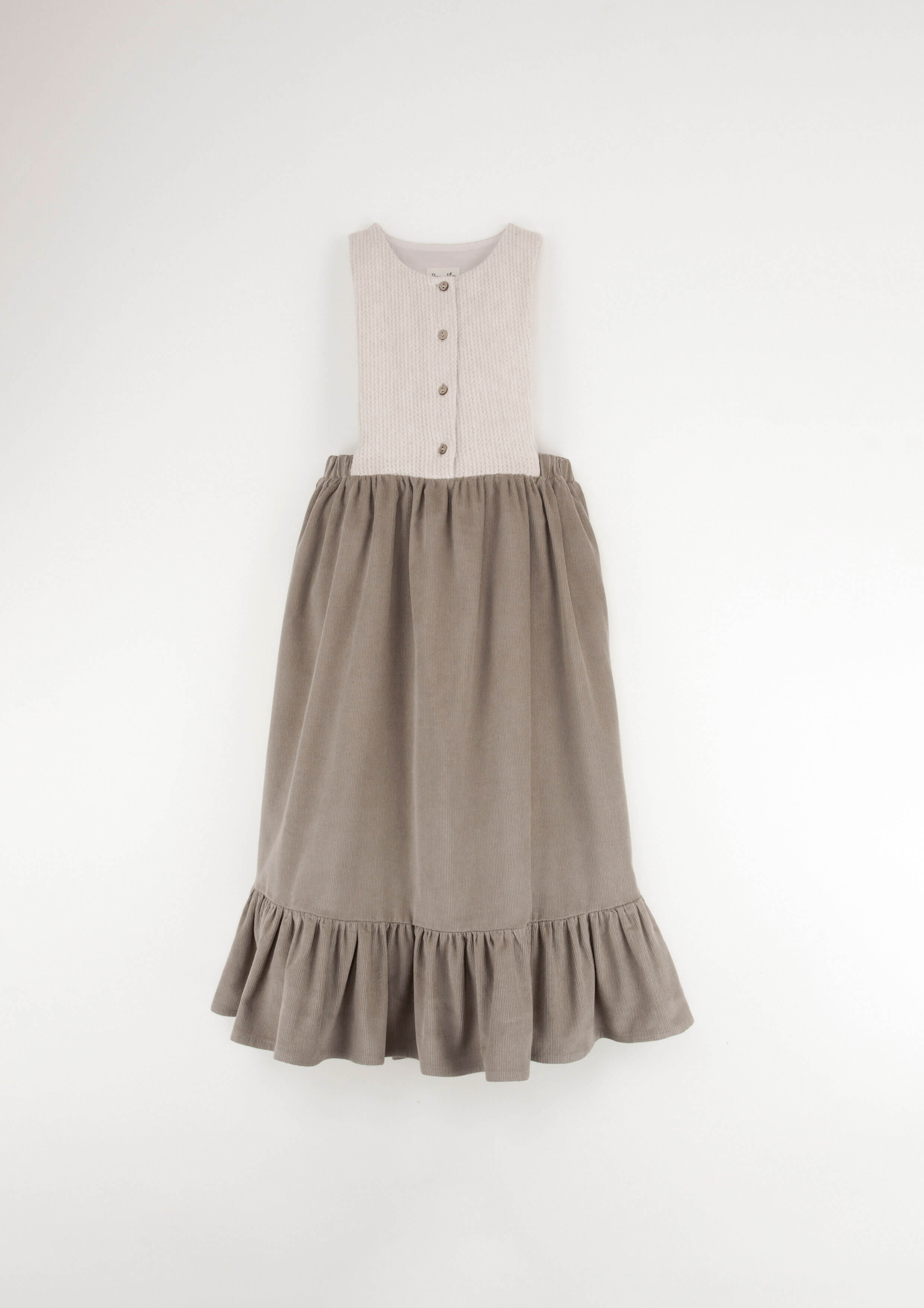 Popelin Ivory and Taupe Dress
