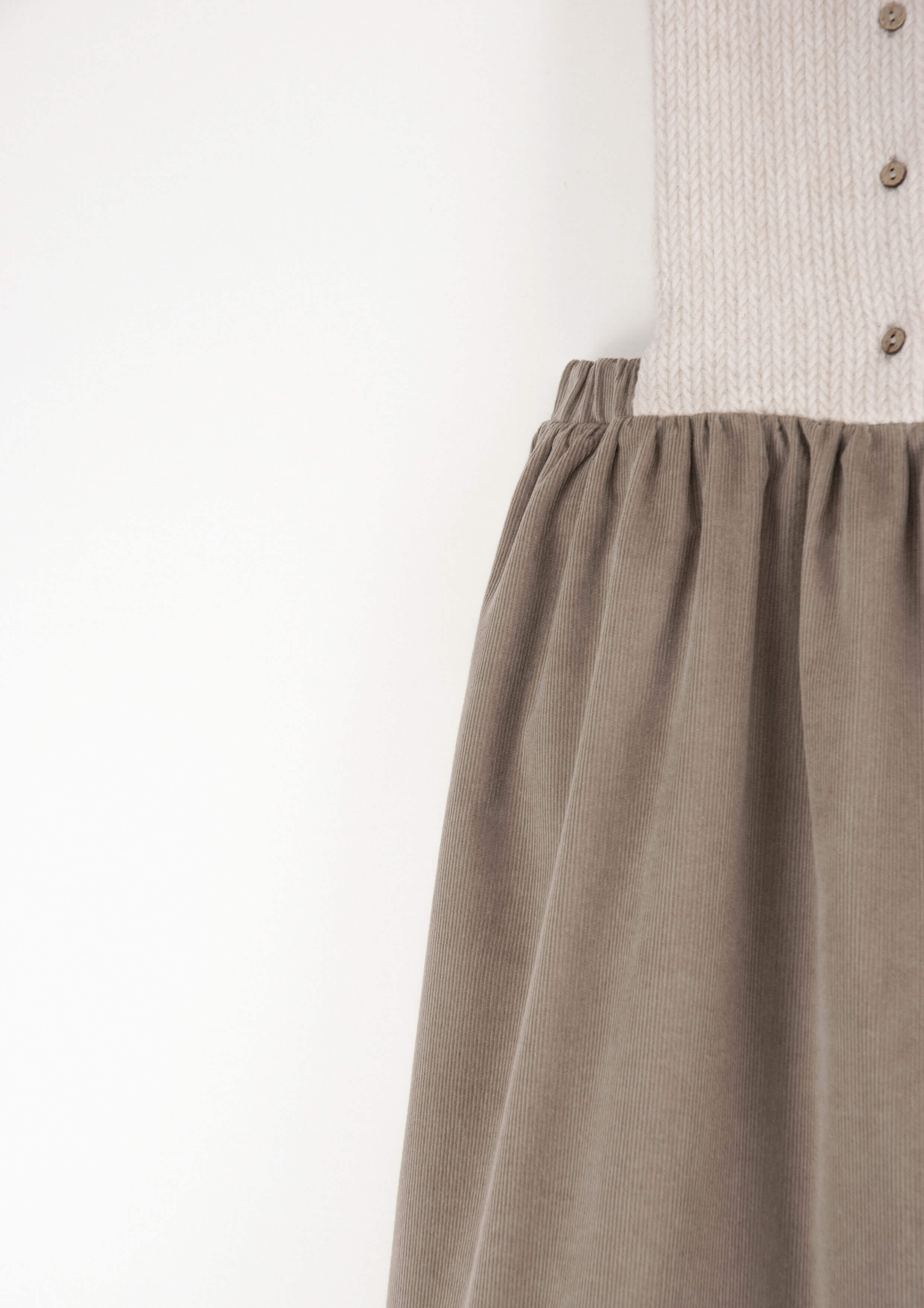 Popelin Ivory and Taupe Dress