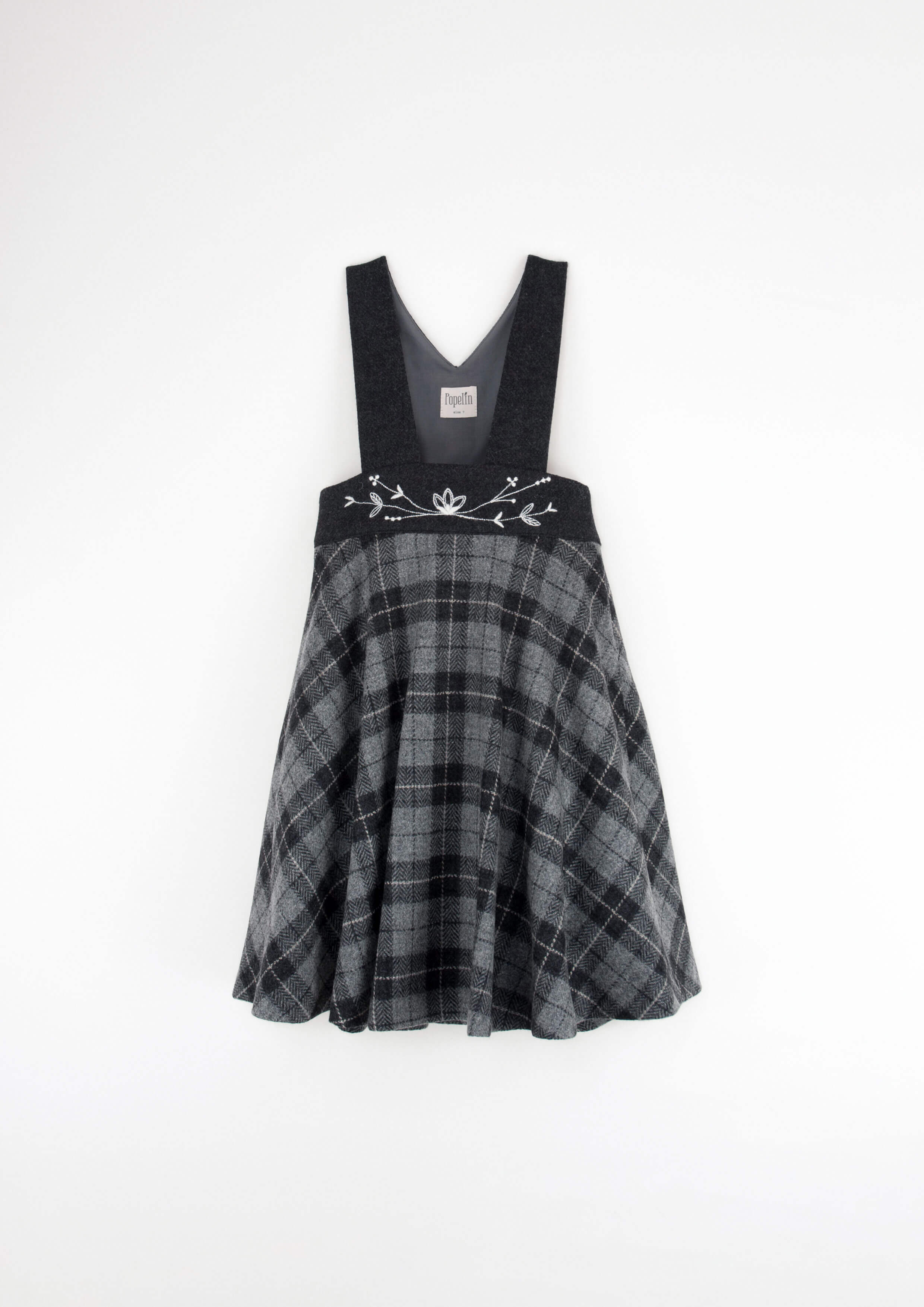 Popelin Grey Checked Pleated Dress