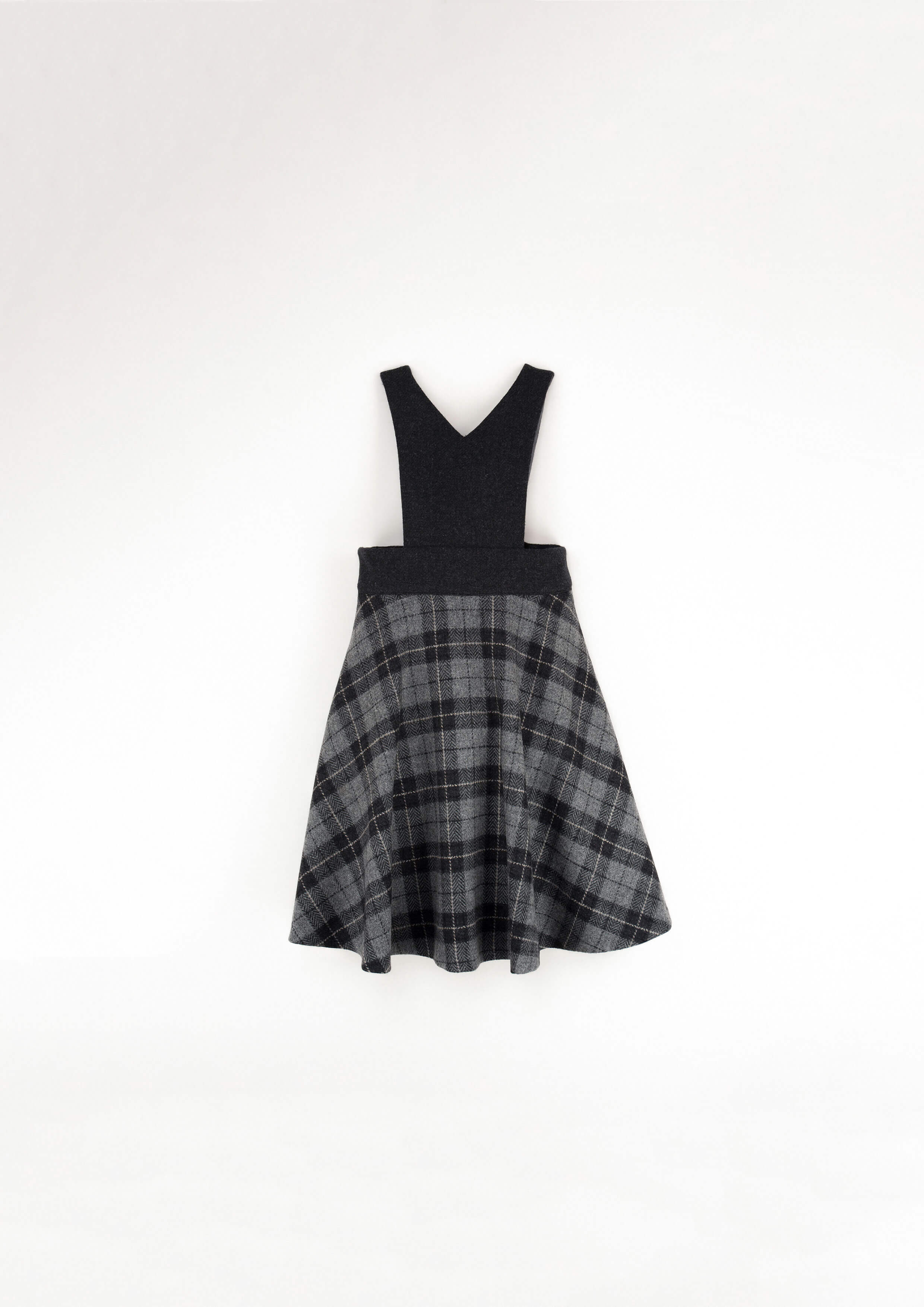 Popelin Grey Checked Pleated Dress
