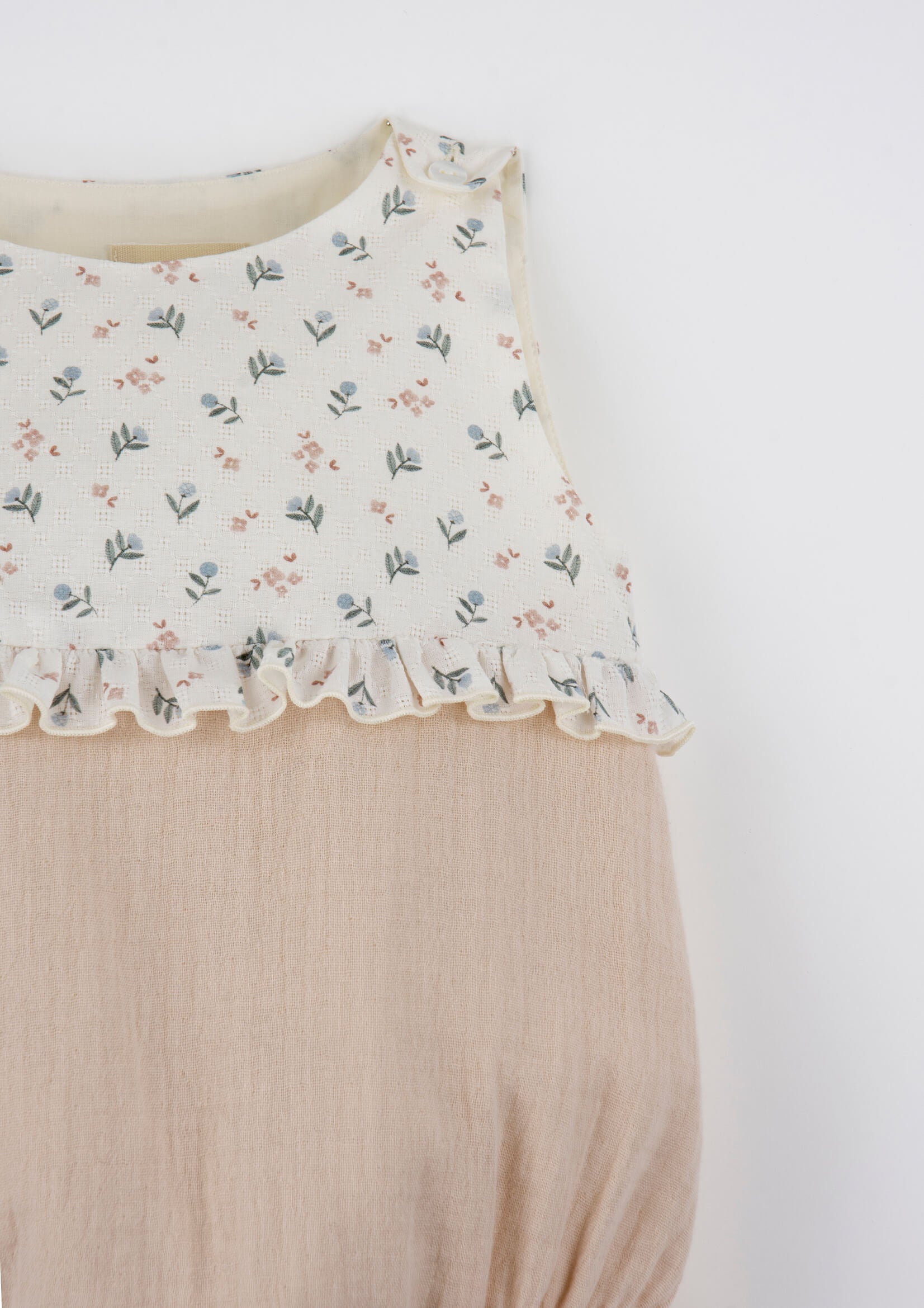 Popelin Floral Contrasting Baby Romper Suit