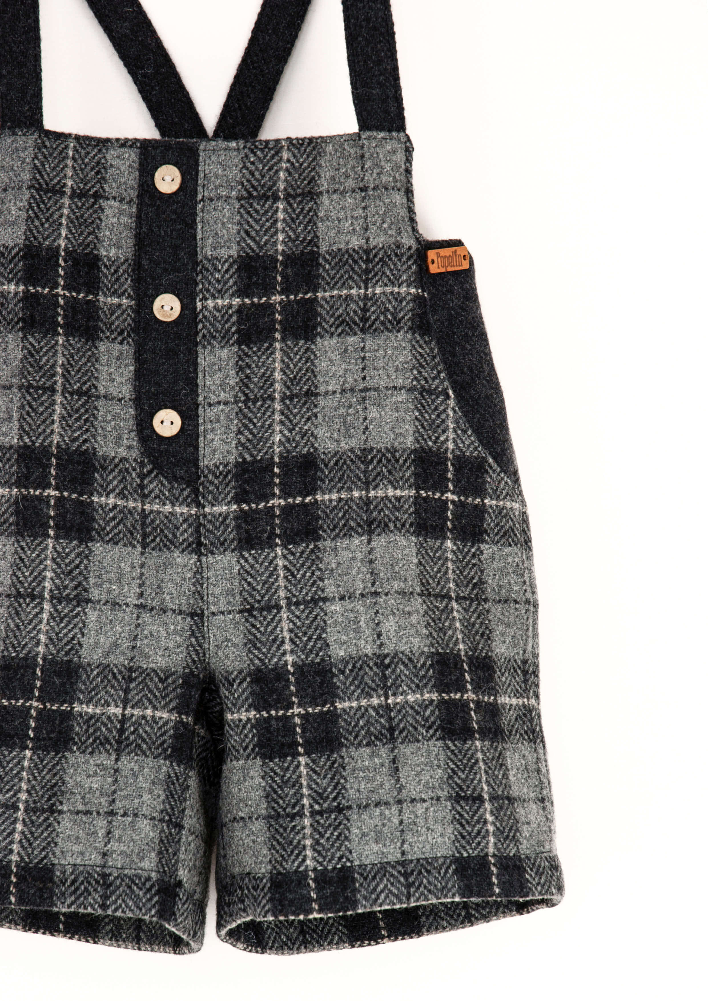 Popelin Grey Checked Pants with Straps