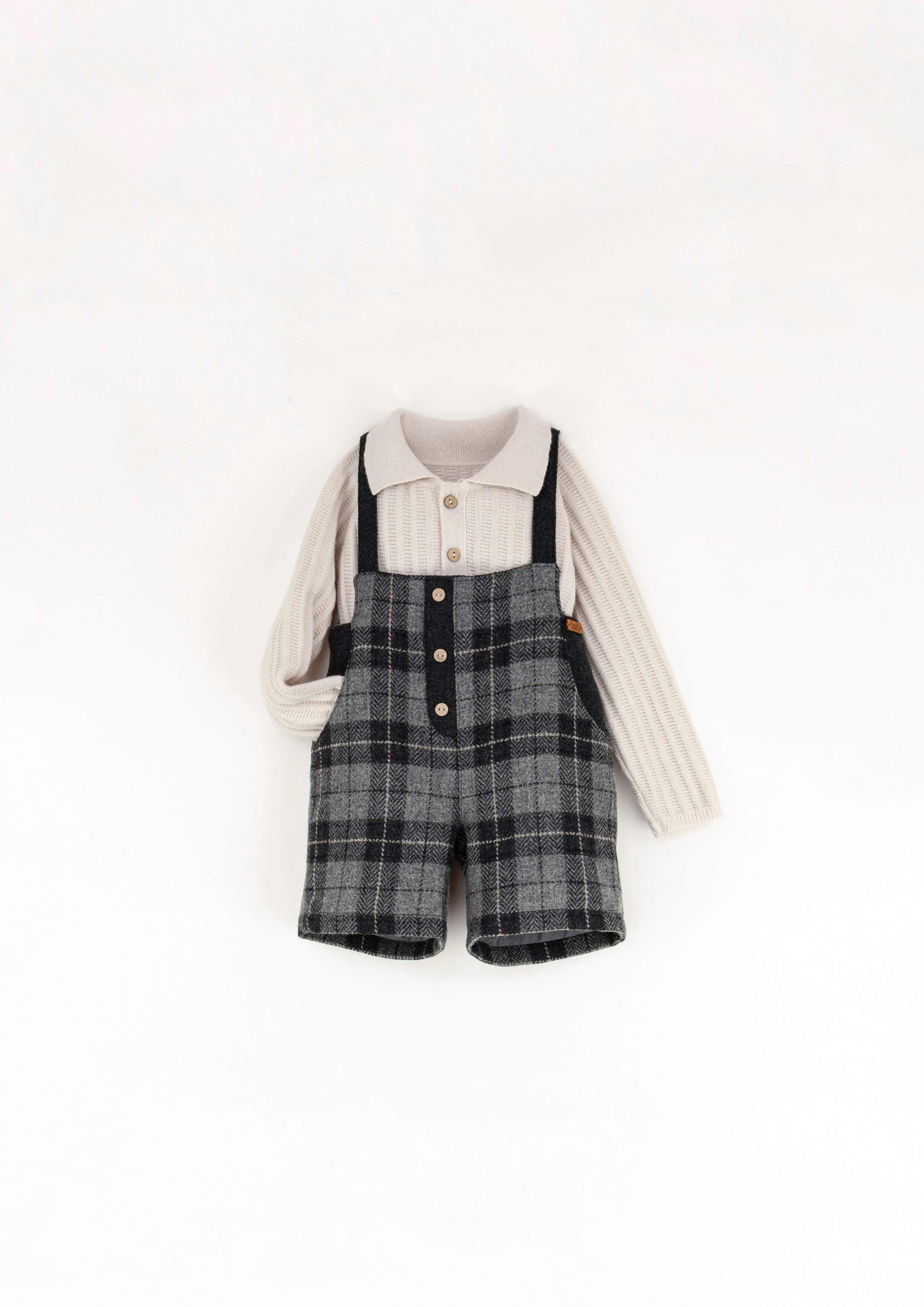 Popelin Grey Checked Pants with Straps