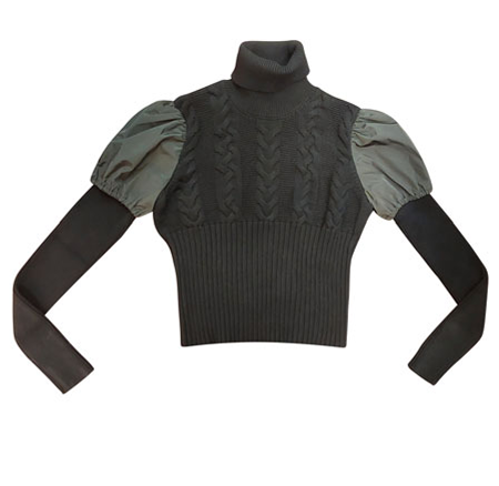Gem Taffeta Sleeve Turtleneck