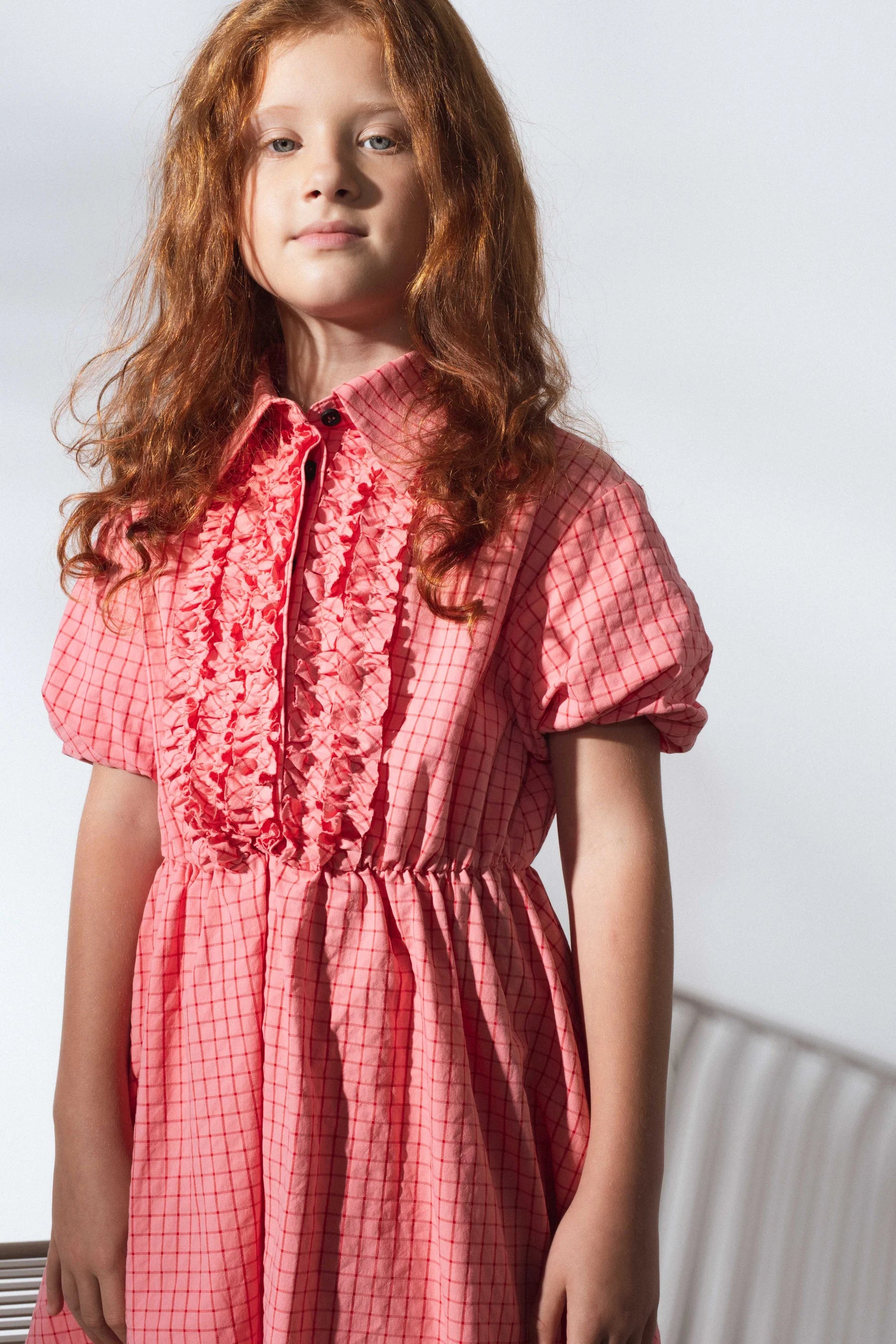 Unlabel Coral Checks Blast Dress