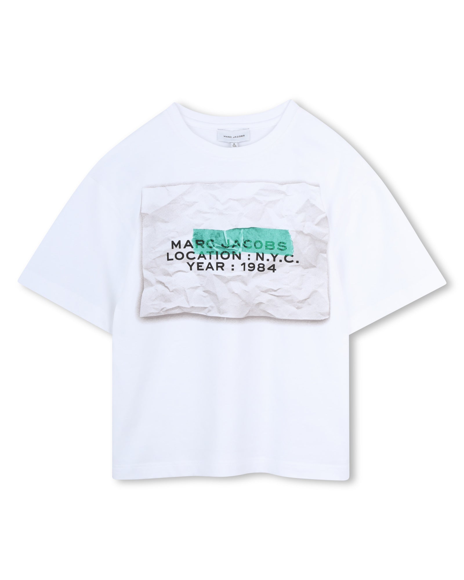 Little Marc Jacobs Green White T-Shirt in Cotton Jersey