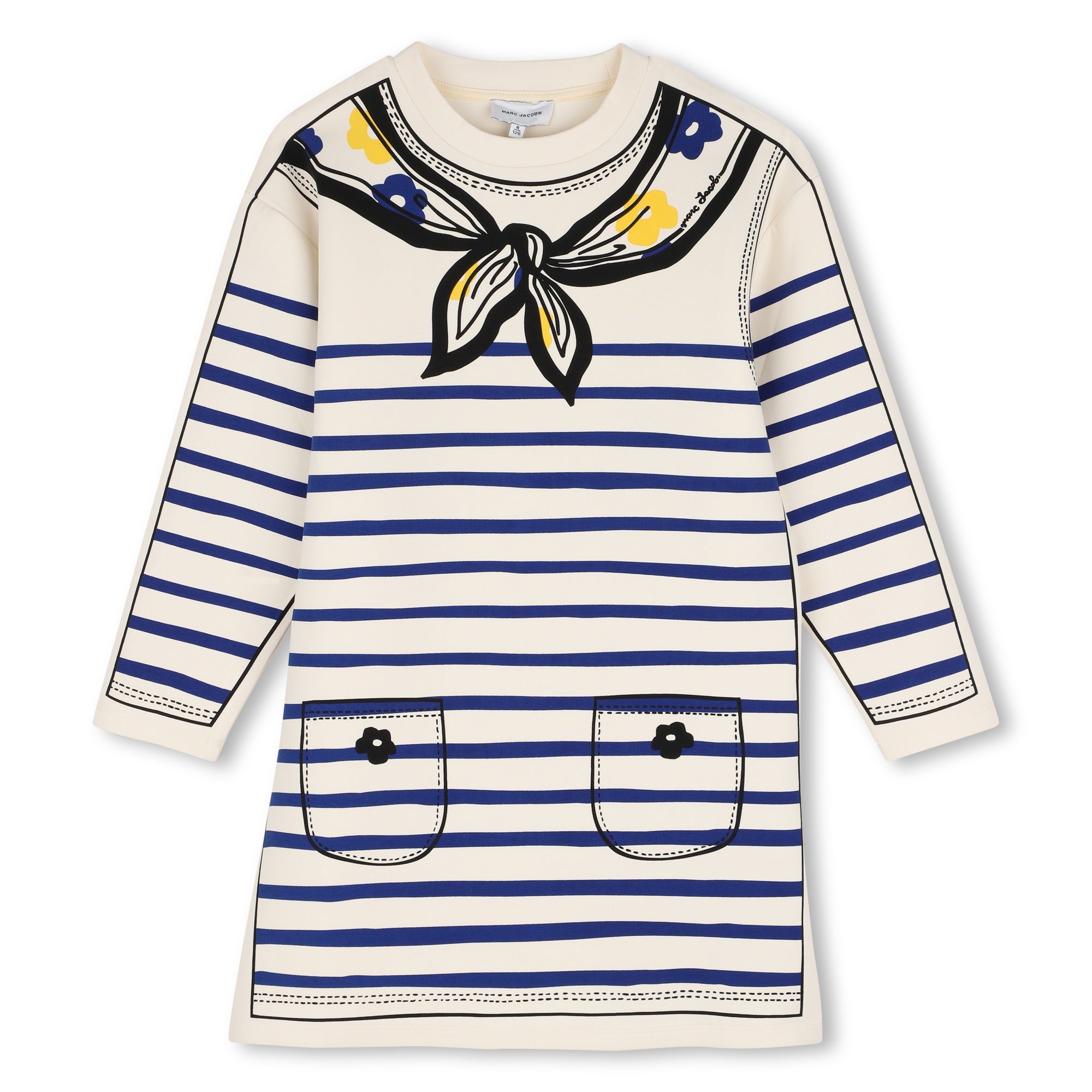 Little Marc Jacobs Girls Ivory Long Sleeved Dress