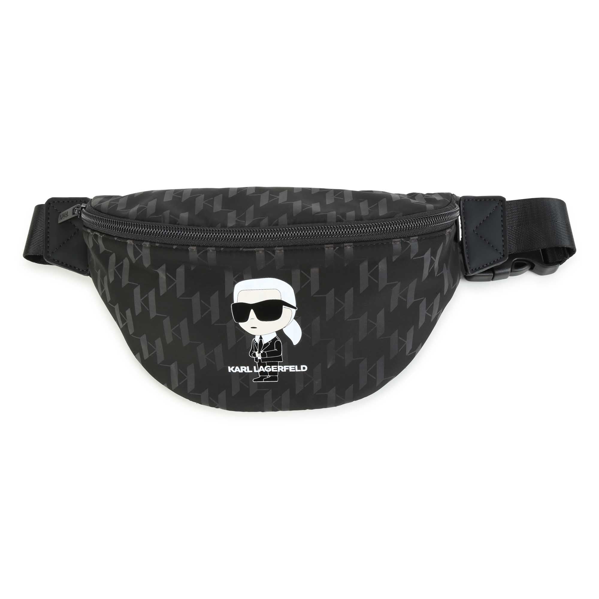 Karl Lagerfeld Black Allover Logo and Mascot Print Waistbag