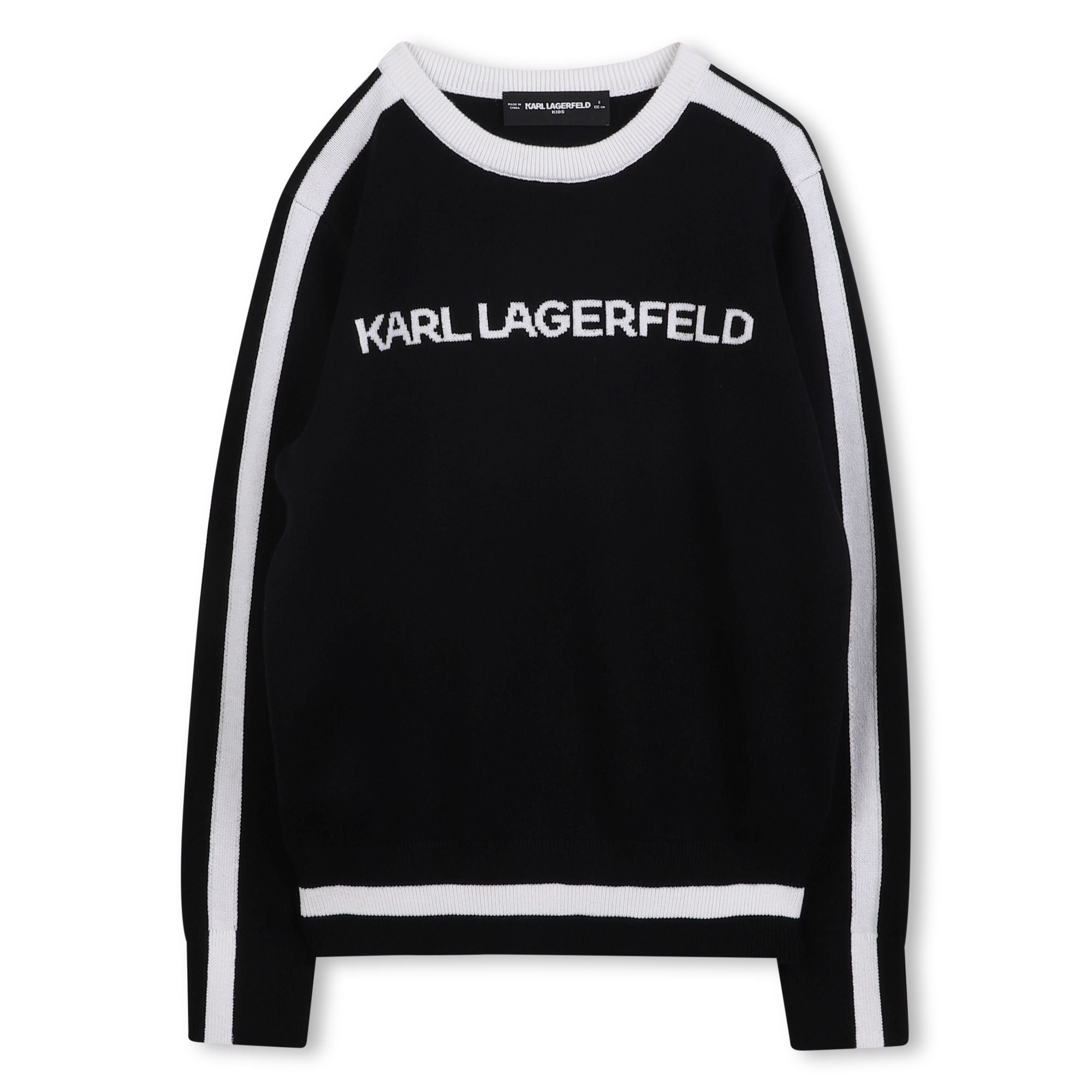 Karl Lagerfeld Girls Black & White Logo Knit Sweater