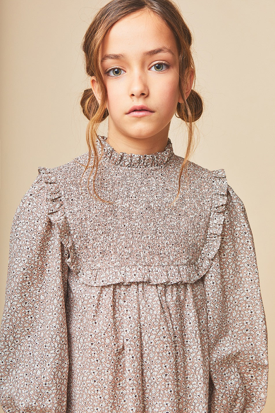 Mipounet Pink Floral Carmela Smocked Blouse