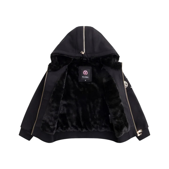 Ellabee Black Elora Fur Lined Down Hoodie