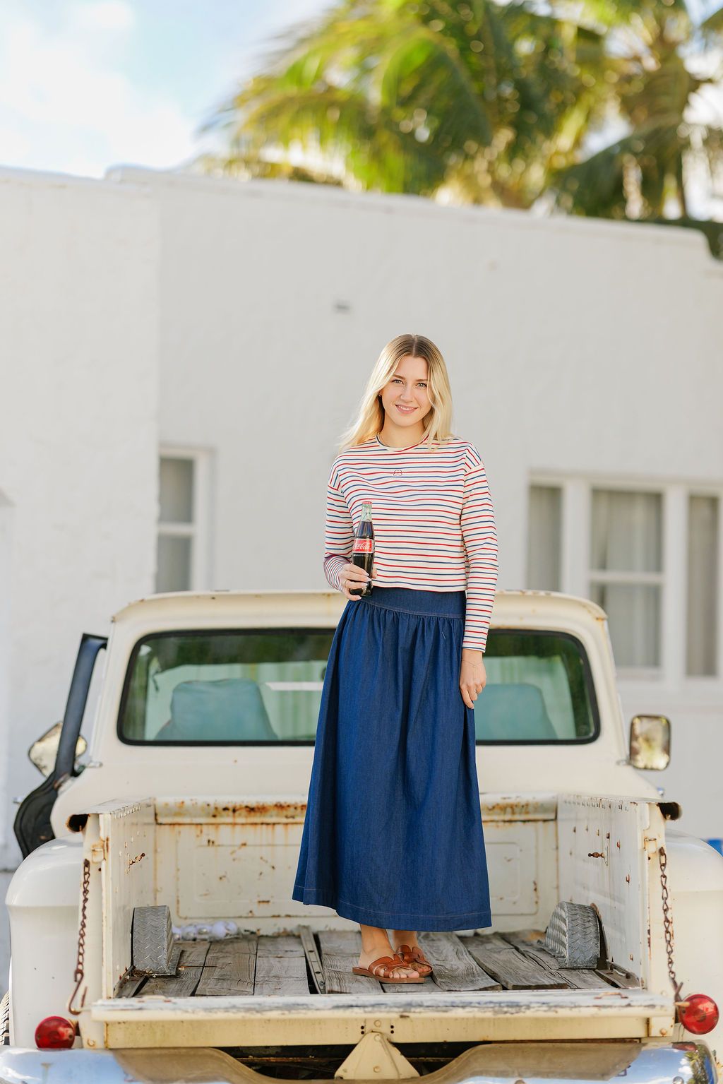 Eleve Denim Paneled Maxi Skirt