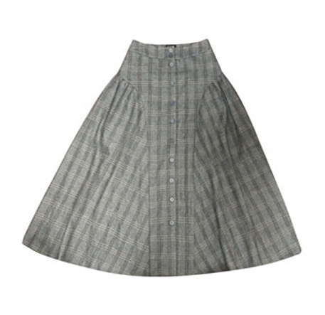 Gem Grey Plaid Gathered Button Down Skirt