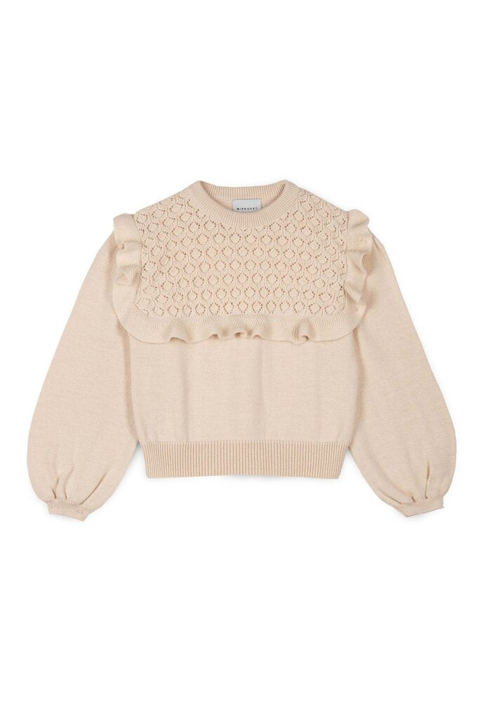 Mipounet Ivory Carmela Openwork Wool Sweater