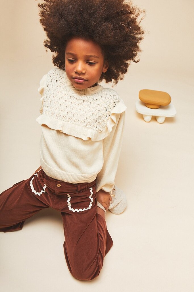 Mipounet Ivory Carmela Openwork Wool Sweater