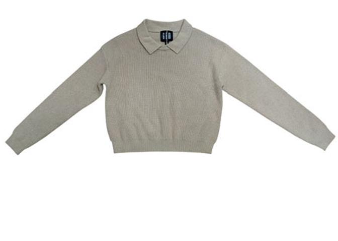 Gem Oat Crew Neck Sweater With Collar