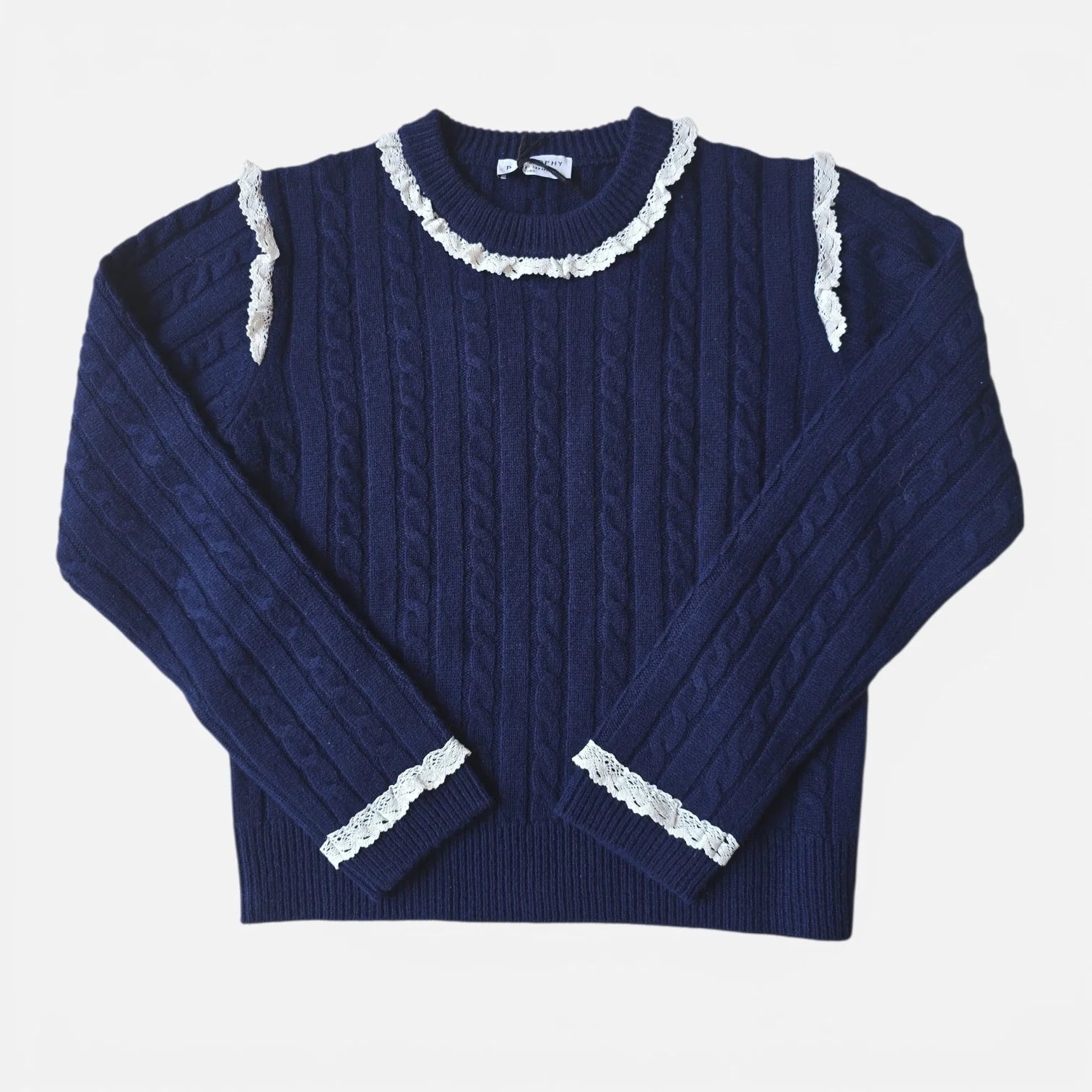 Philosophy Girls Navy Cable Knit Sweater