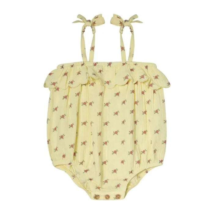 Tocoto Yellow Flower Printed Bodysuit with Straps