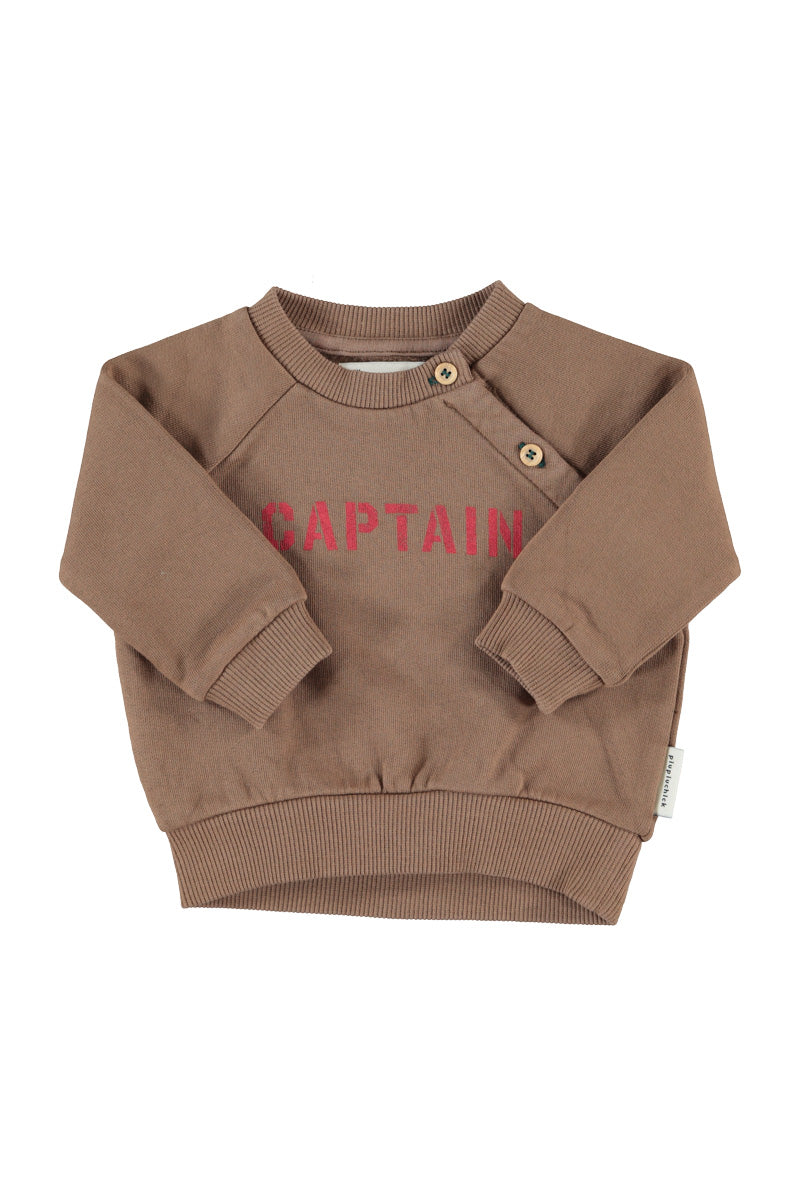 Piupiuchick Baby Brown Captain Print Sweatshirt