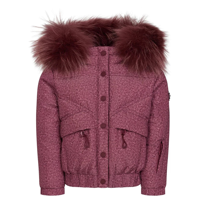 IBIS Girls Burgundy Denim Covered Pocket Coat