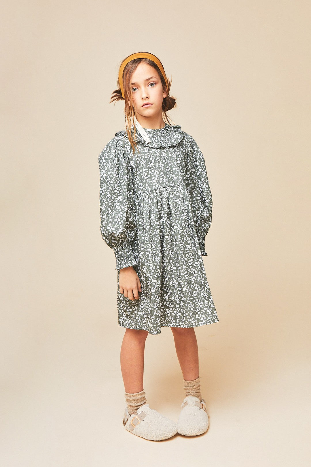 Mipounet Green Floral Tilda Ruffle Dress