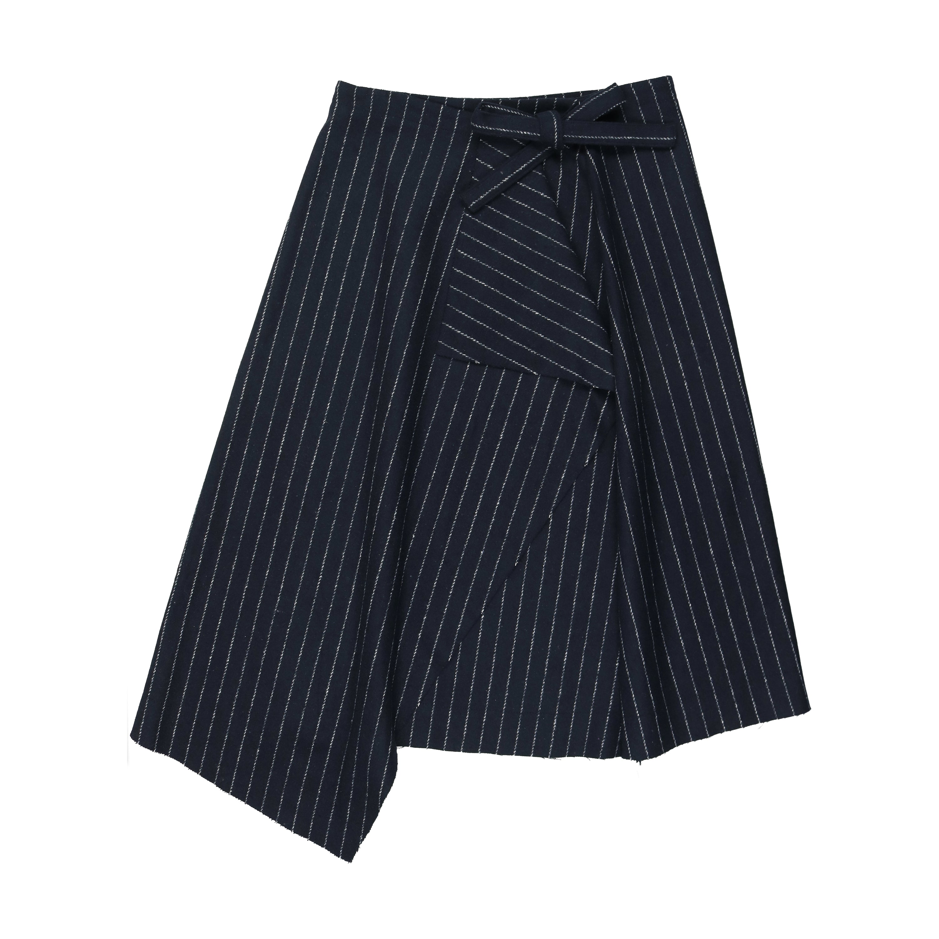 Urban Edge Navy Pinstriped Wrap Skirt