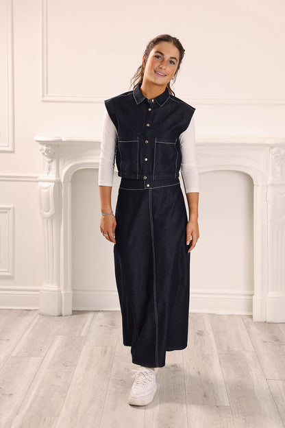 Gem Denim Topstitches Skirt