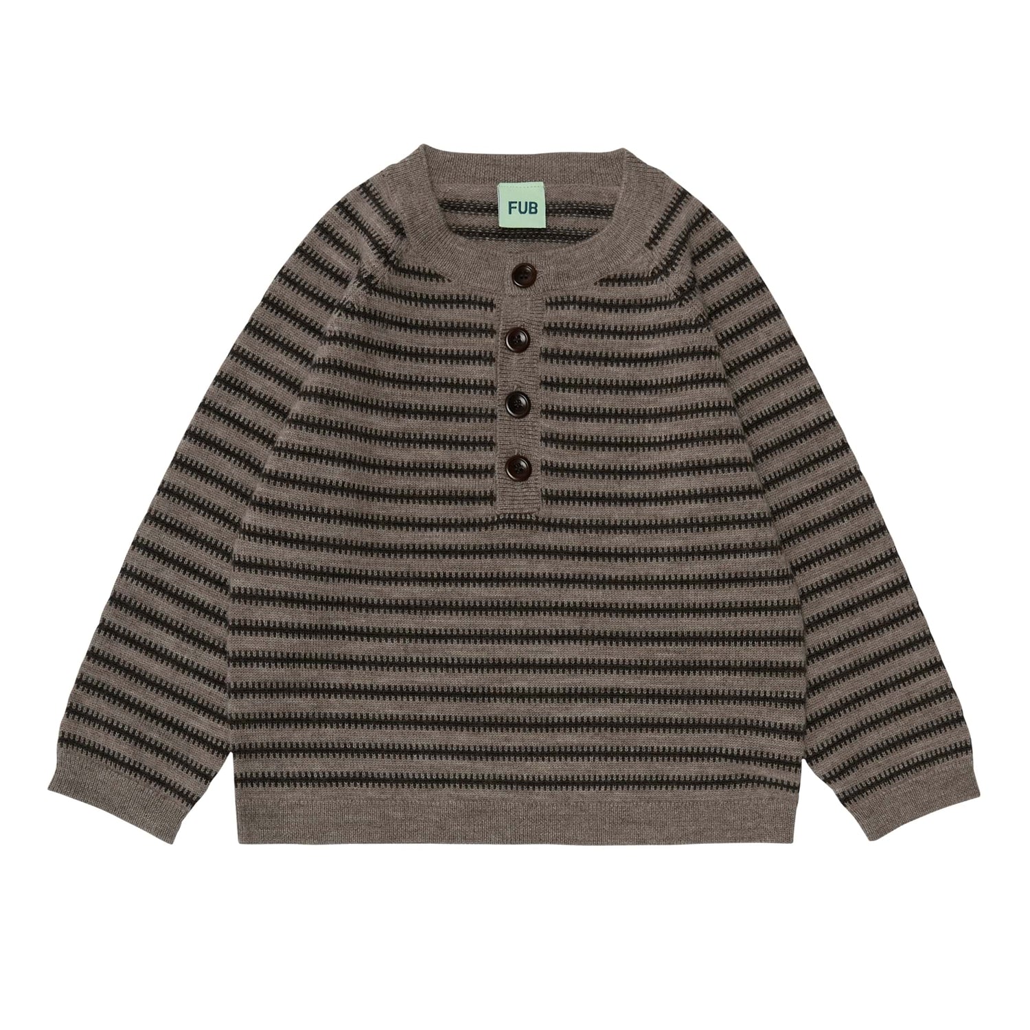Fub Brown Designed Polo Sweater