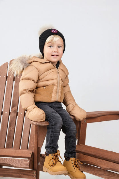 Ellabee Cappuccino/Corduroy/Beige Lining Bella Enfant Fur Down Jacket